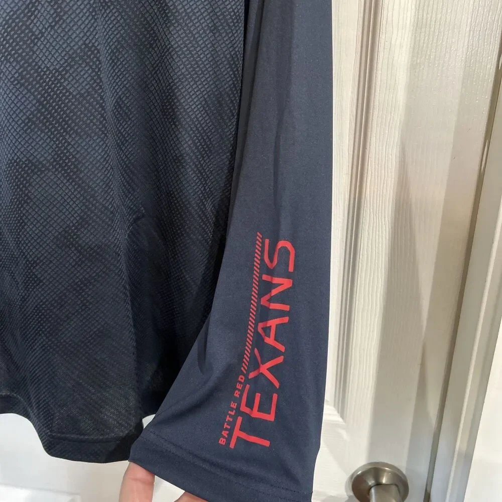 NFL Team Apparel Men's L Houston Texans 1/4 Zip LS Performance Top Shirt